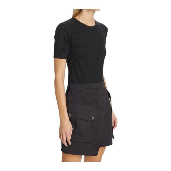 Veronica Beard Valerio Black Stretch Cotton Wrap-Effect Minidress Size Smalll - Picture 4 of 12